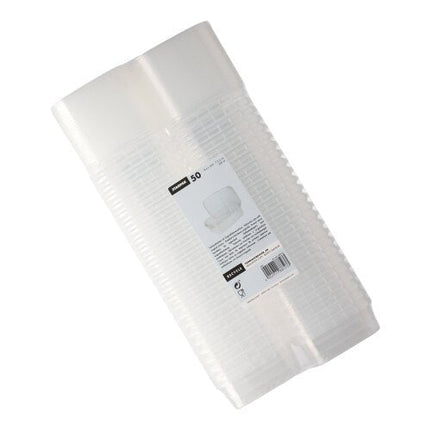 Starpak 50 Feinkostbecher, PP transparent mit Originalitätsverschluss eckig