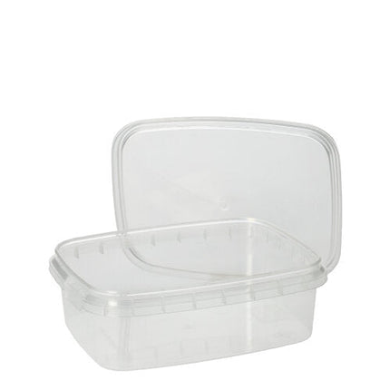 Starpak 50 Feinkostbecher, PP transparent mit Originalitätsverschluss eckig
