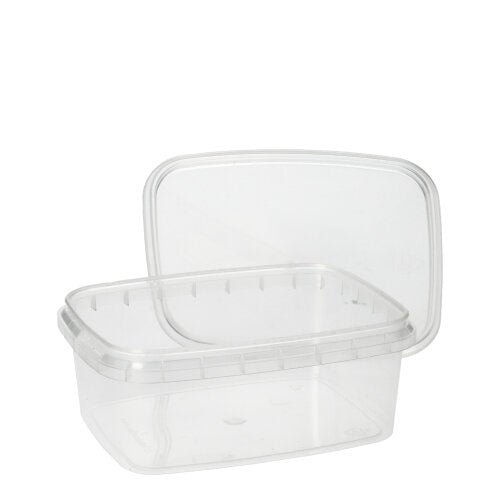 Starpak 50 Feinkostbecher, PP transparent mit Originalitätsverschluss eckig
