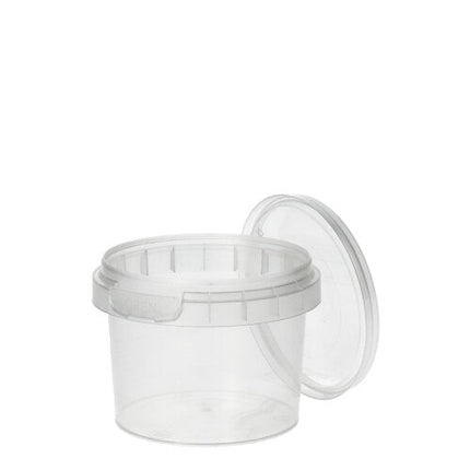 Starpak 48 Feinkostbecher, PP rund 120 ml Ø 6,9 cm · 5,1 cm transparent mit Originalitätsverschluss | Schrumpffolie (48 Stück)