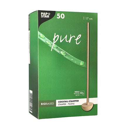 PAPSTAR 50 Cocktail-Stampfer, Holz "pure" 17 cm natur