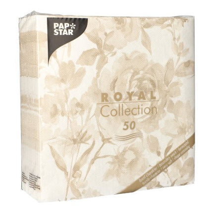 PAPSTAR 50 Servietten "ROYAL Collection" 1/4-Falz 40 x 40 cm sand