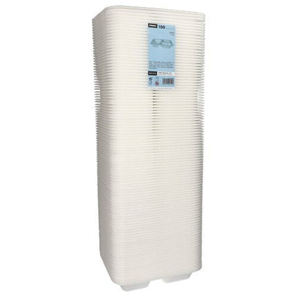 Starpak 100 Siegelschalen, XPS 3-geteilt 925 ml 4,2 cm x 21,2 cm x 25 cm weiss laminiert | Folienbeutel (100 Stück)