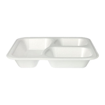 Starpak 100 Siegelschalen, XPS 3-geteilt 925 ml 4,2 cm x 21,2 cm x 25 cm weiss laminiert | Folienbeutel (100 Stück)