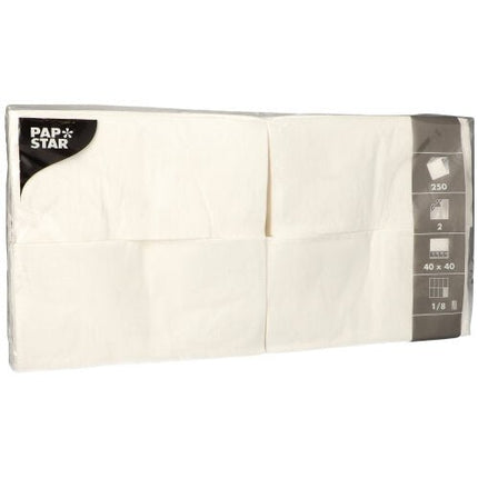 PAPSTAR Servietten 1/8-Falz, 40x40 cm, weiß, 2-lagig | Folie (250 Stück)