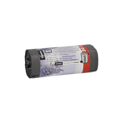 Starpak 20 Müllbeutel, LDPE mit Duft 30 l 60 cm x 50 cm grau - Lavender | Banderole (20 Stück)
