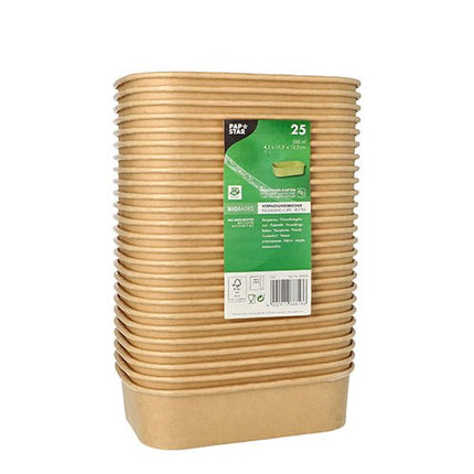 PAPSTAR 25 Verpackungsbecher, Pappe rechteckig braun