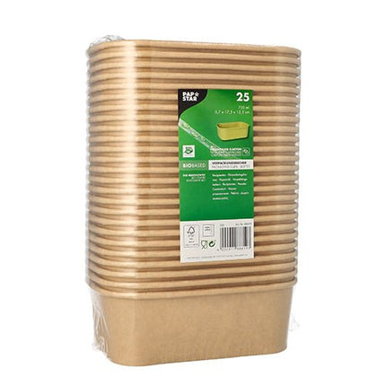 PAPSTAR 25 Verpackungsbecher, Pappe rechteckig braun