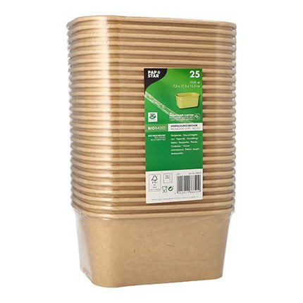 PAPSTAR 25 Verpackungsbecher, Pappe rechteckig braun