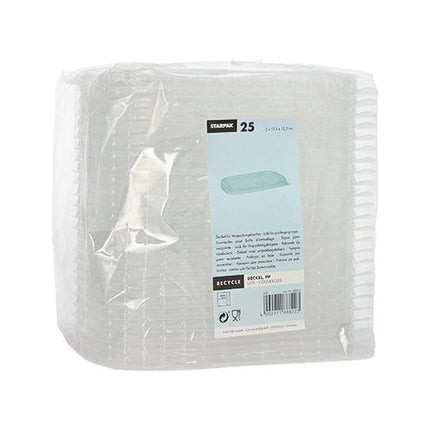 Starpak 25 Deckel für Verpackungsbecher, PP rechteckig 1 cm x 17,3 cm x 12,3 cm transparent | Folie (25 Stück)