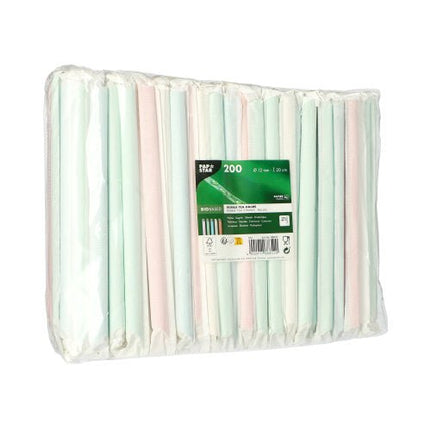 PAPSTAR Bubble Tea Halme Papier, Ø 12 mm, 20 cm, farbig sortiert | Folie (200 Stück)
