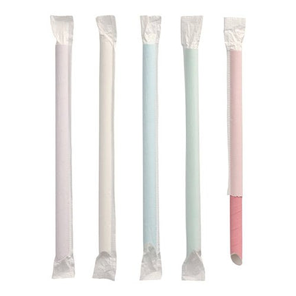 PAPSTAR Bubble Tea Halme Papier, Ø 12 mm, 20 cm, farbig sortiert | Folie (200 Stück)
