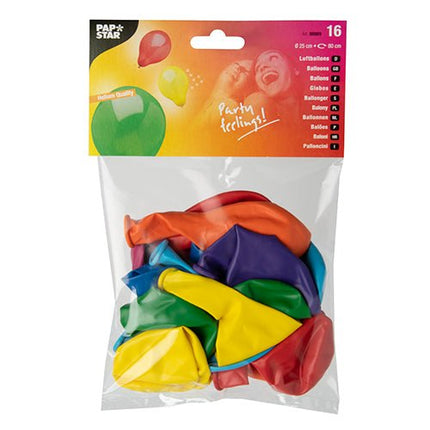 PAPSTAR Luftballons Ø 25 cm, farbig sortiert für Feste | Beutel (16 Stück)