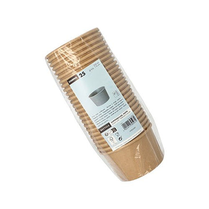 Starpak 25 Suppenbecher, Pappe rund 230 ml Ø 9,8 cm · 6 cm braun | Folie (25 Stück)