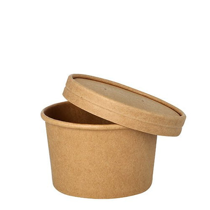Starpak 25 Suppenbecher, Pappe rund 230 ml Ø 9,8 cm · 6 cm braun | Folie (25 Stück)