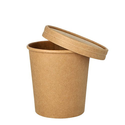 Starpak 25 Suppenbecher, Pappe rund 470 ml Ø 9,8 cm · 10 cm braun | Folie (25 Stück)