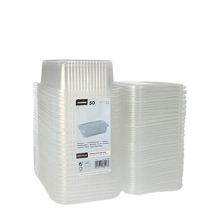 Starpak 50 Verpackungsbecher mit Klappdeckeln, PP transparent rechteckig