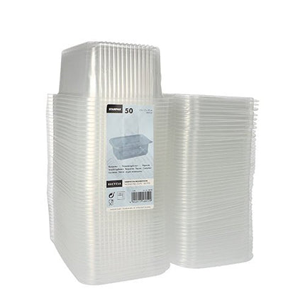 Starpak 50 Verpackungsbecher mit Klappdeckeln, PP transparent rechteckig