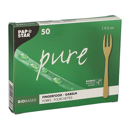 PAPSTAR 50 Fingerfood - Gabeln, Bambus "pure"