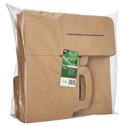 PAPSTAR 20 Lunch-Boxen, Pappe "pure" eckig 12,5 cm x 15,5 cm x 22,5 cm mit Tragegriff