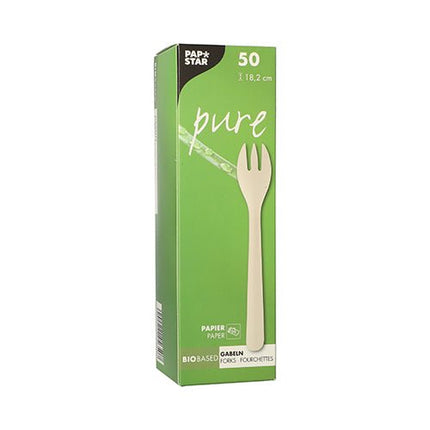PAPSTAR Gabeln "pure" 18,2 cm, weiß, umweltfreundlich und stabil | Faltschachtel (50 Stück)