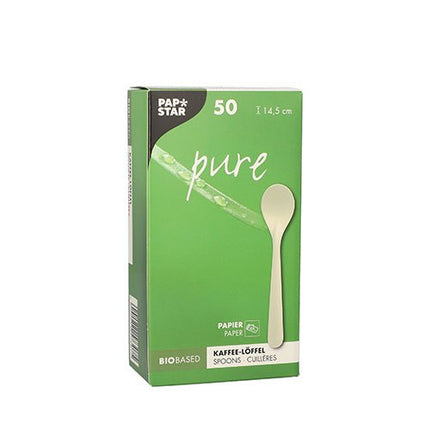 PAPSTAR Kaffeelöffel "pure" 14,5 cm, weiß, umweltfreundlich | Faltschachtel (50 Stück)