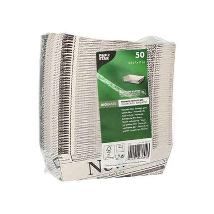PAPSTAR 50 Pommes-Frites-Trays weiss "Newsprint"