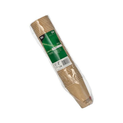 PAPSTAR Trinkbecher aus Pappe, braun, Ø 7 cm, 9,2 cm hoch | Folie (50 Stück)