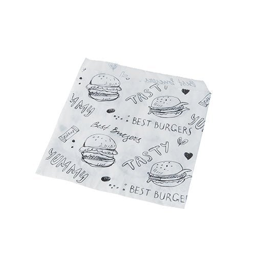 PAPSTAR Hamburger-Tüten 13x13 cm, weiß, ideal für Burger | Schrumpffolie (1000 Stück)