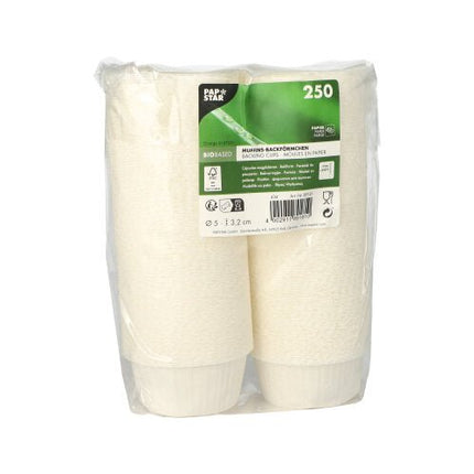 PAPSTAR Muffins-Backförmchen Ø 5 cm, 3,2 cm hoch, weiß | Folie (250 Stück)