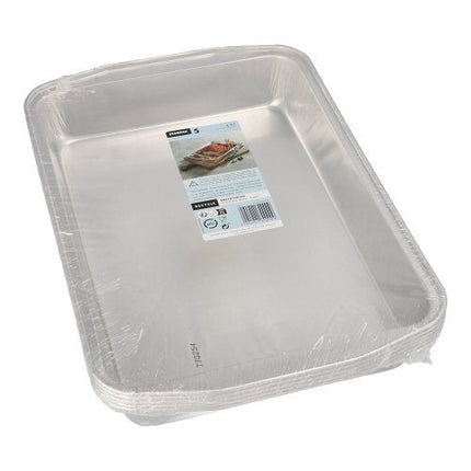 Starpak 5 Bratschalen, Alu eckig 3,15 l 5 cm x 25 cm x 36,6 cm silber | Schrumpffolie (5 Stück)