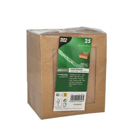 PAPSTAR 25 Sushi-Schalen, Pappe eckig braun