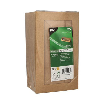 PAPSTAR 25 Sushi-Schalen, Pappe eckig braun