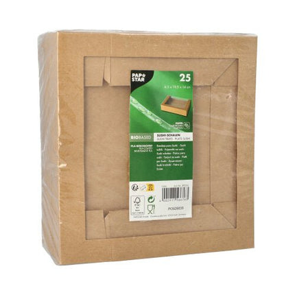 PAPSTAR 25 Sushi-Schalen, Pappe eckig braun