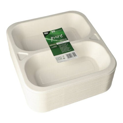 PAPSTAR 50 Siegelschalen, Zuckerrohr 4,2 cm x 24,5 cm x 26,5 cm weiss