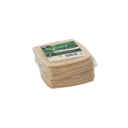 PAPSTAR 25 Teller, Palmblatt "pure" natur "QUADRATO"