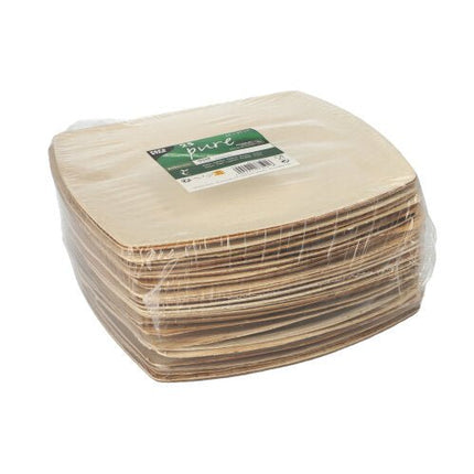 PAPSTAR 25 Teller, Palmblatt "pure" natur "QUADRATO"