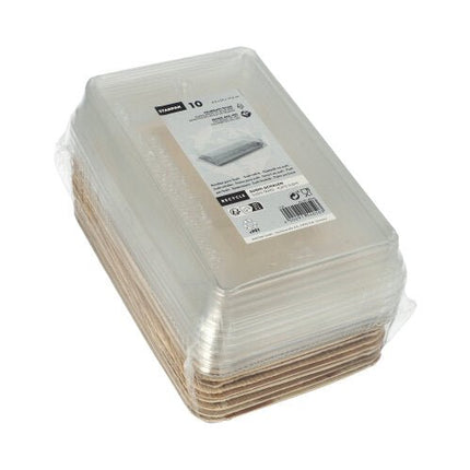 Starpak 10 Sushi-Schalen Palmblatt eckig mit rPET Deckel "Kombipack"