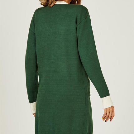 Cream Stripe Cardigan In Green