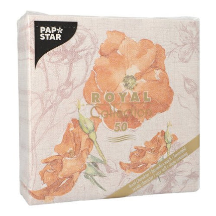 PAPSTAR 50 Servietten "ROYAL Collection" 1/4-Falz 40 x 40 cm nektarine