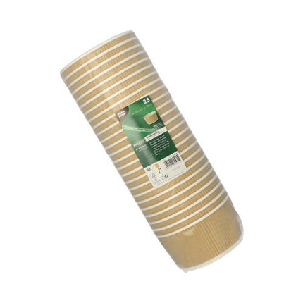 PAPSTAR Suppenbecher rund, braun/weiß, Ripple Wall, 720 ml | Folie (25 Stück)