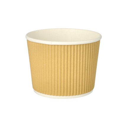 PAPSTAR Suppenbecher rund, 11 cm, braun/weiß, Ripple Wall | Folie (25 Stück)