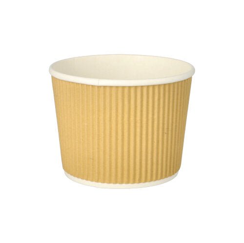 PAPSTAR Suppenbecher rund, 11 cm, braun/weiß, Ripple Wall | Folie (25 Stück)