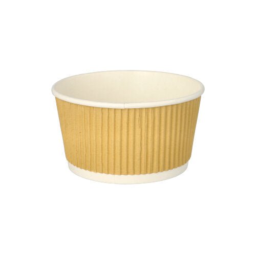 PAPSTAR Suppenbecher rund, braun/weiß, 11 cm, Ripple Wall | Folie (25 Stück)