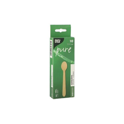 PAPSTAR Kaffeelöffel aus Holz "pure" 11 cm, umweltfreundlich | Faltschachtel (10 Stück)