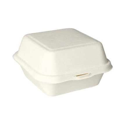 PAPSTAR Hamburger-Boxen aus Zuckerrohr, 8x14x15 cm, umweltfreundlich | Karton (500 Stück)