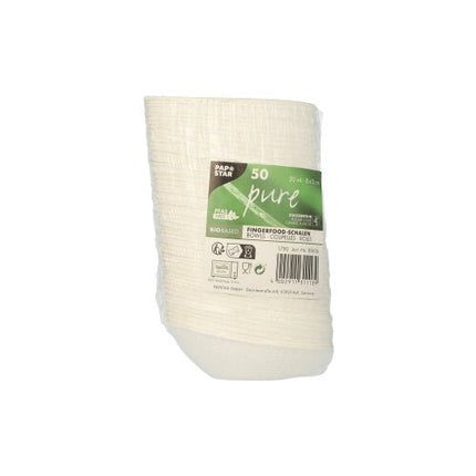PAPSTAR 50 Fingerfood - Schalen, Zuckerrohr "pure" weiss