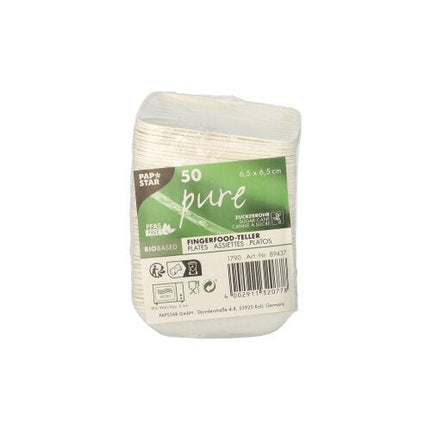 PAPSTAR 50 Fingerfood - Teller, Zuckerrohr "pure" weiss