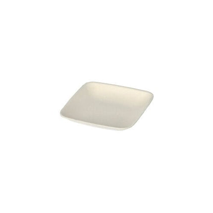 PAPSTAR Fingerfood Teller eckig, Zuckerrohr "pure", 6,5 cm, weiß | Schrumpffolie (12 Stück)