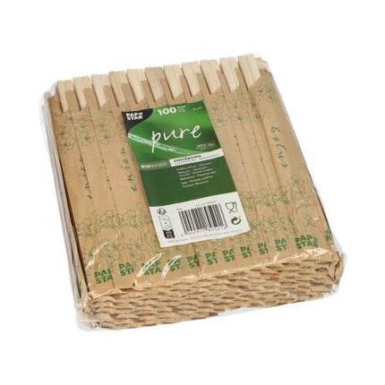 PAPSTAR Essstäbchen Holz "pure", 21 cm, einzeln verpackt | Folie (100 Paare)